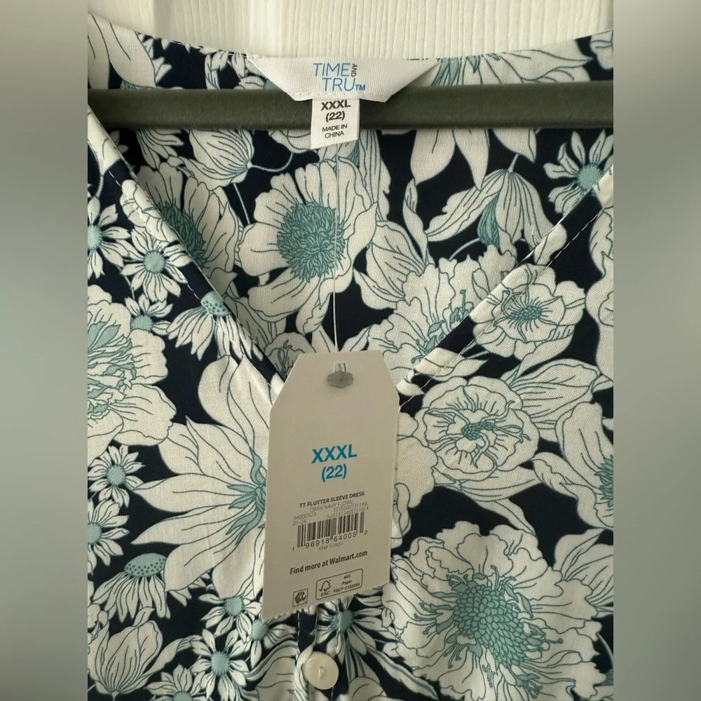 Time and Tru Blue Floral Dress 💙 Size 22/XXXL 🩵 NEW WITH TAGS - Picture 5 of 13